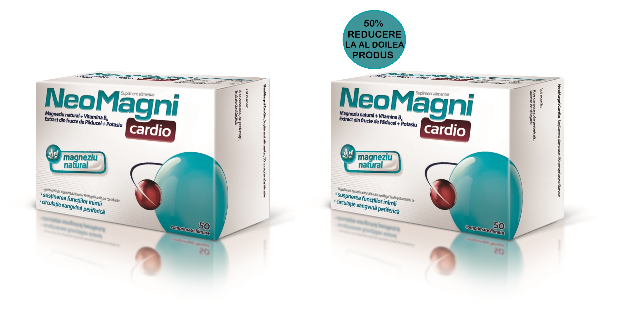 NEOMAGNI CARDIO 50 COMPRIMATE FILMATE 1+1 50% REDUCERE DIN AL 2LEA PRODUS