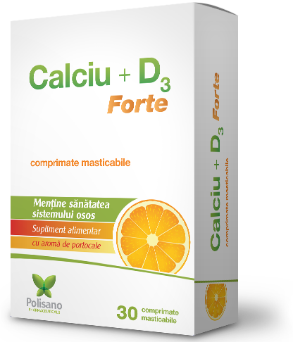 POLISANO CALCIU + VIT D3 FORTE 30 COMPRIMATE MASTICABILE