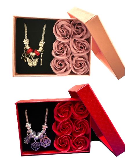 Best seller mixt culori, Set cadou martisor cu bratara Pandora & 6 flori sapun Best seller mixt culori, Set cadou martisor cu bratara Pandora & 6 flori sapun