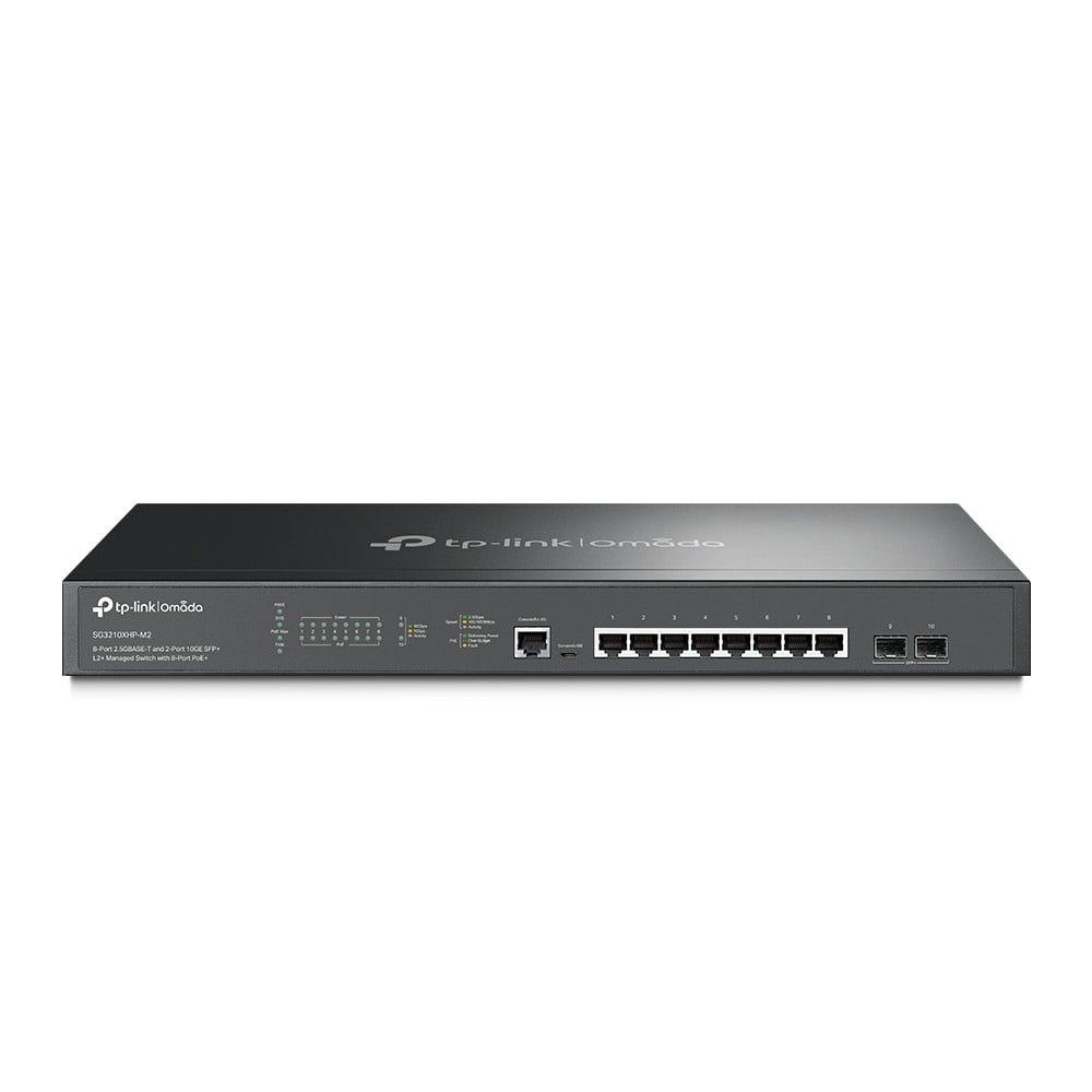tplink TP-Link SG3210XHP-M2 Omada 8-Port PoE+ 2.5GBASE-T L2+ Managed Switch with 2 10GE SFP+ Slots (SG3210XHP-M2) tplink TP-Link SG3210XHP-M2 Omada 8-Port PoE+ 2.5GBASE-T L2+ Managed Switch with 2 10GE SFP+ Slots (SG3210XHP-M2)
