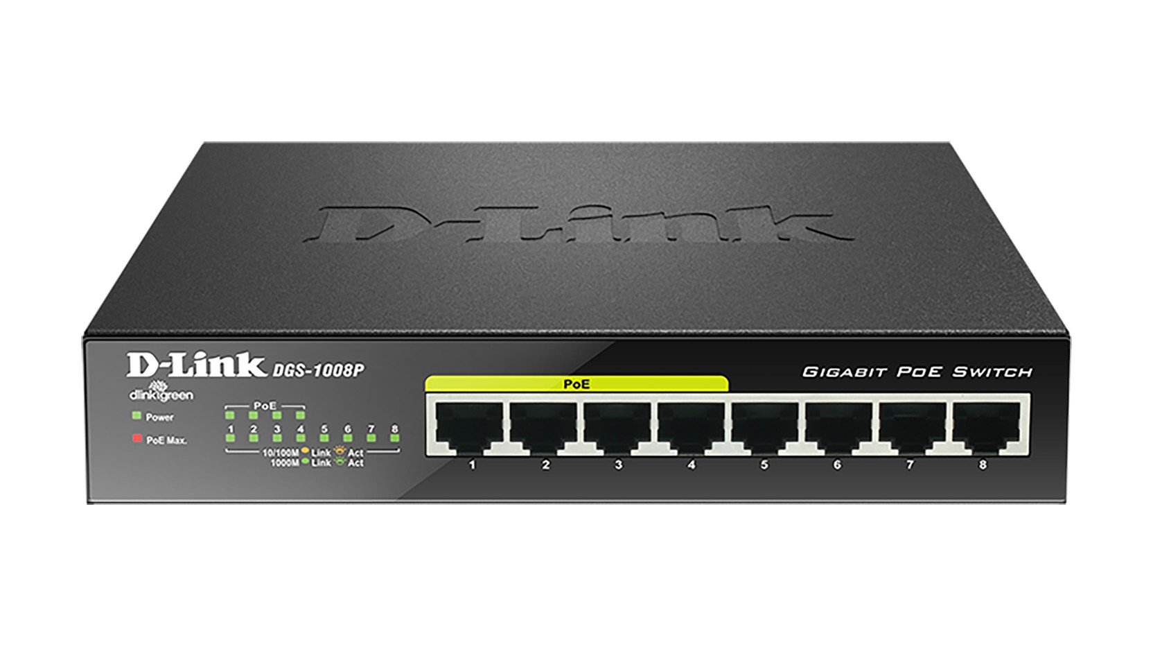 D-Link DGS-1008P switch-uri Fara management Gigabit Ethernet (10/100/1000) Power over Ethernet (PoE) Suport Negru (DGS-1008P)