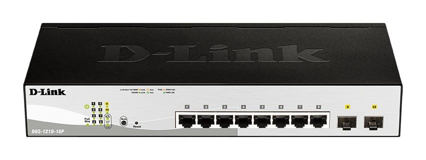 D-Link DGS-1210-10P/E 10-port 10/100/1000 Gigabit PoE Smart Switch including 2 Combo 1000BaseT/SFP (DGS-1210-10P/E)