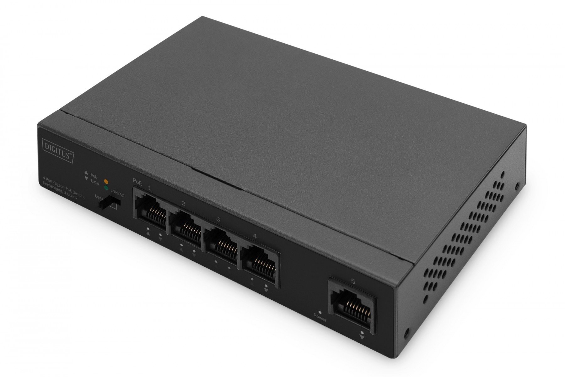 DIGITUS 4+1 Port Ethernet Unmanaged PoE Switch 4 Port PoE, MDI/MDIX, IEEE802af,at (DN-95330-1) DIGITUS 4+1 Port Ethernet Unmanaged PoE Switch 4 Port PoE, MDI/MDIX, IEEE802af,at (DN-95330-1)