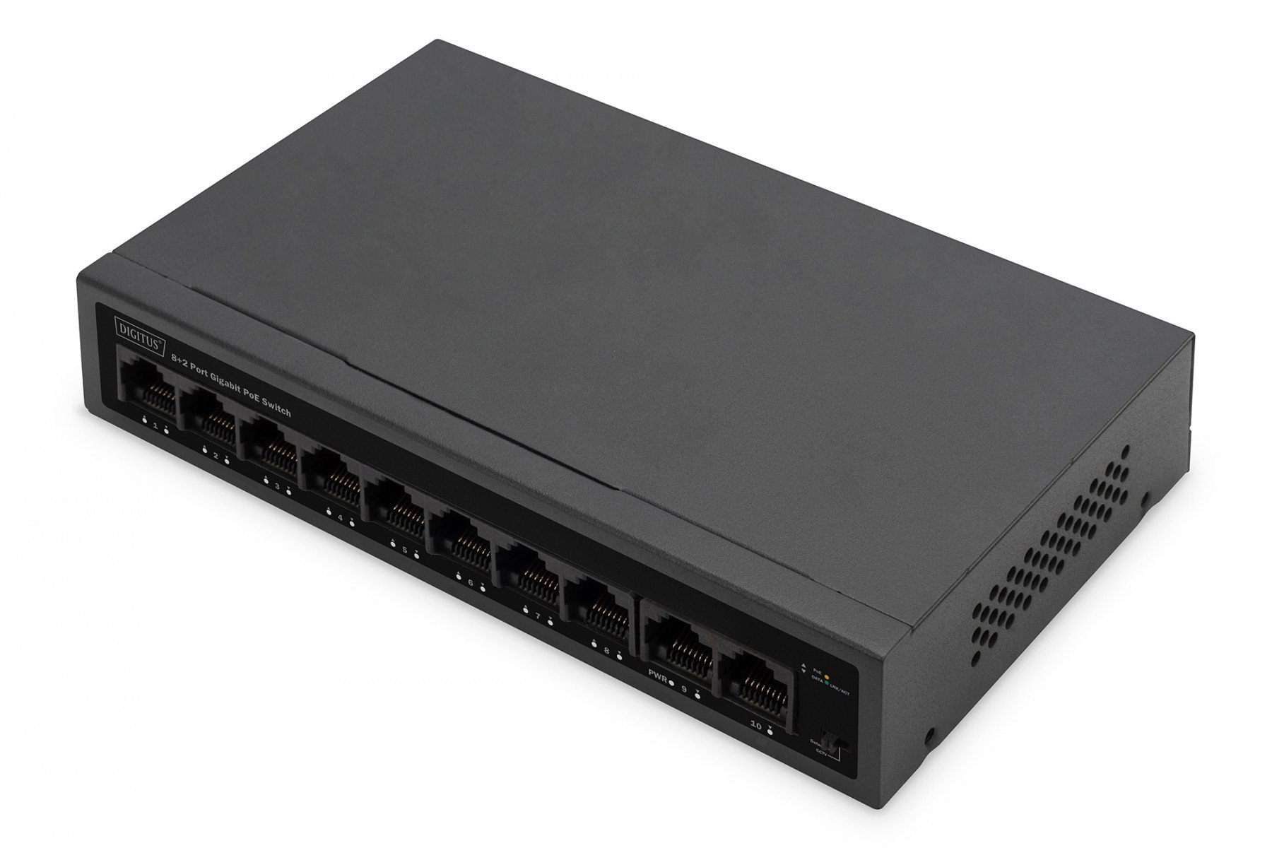 DIGITUS 8+2 Port GE PoE Switch 8 Port PoE 802.3at, 10/100/1000 Mbps + 2 Port GE (DN-95357) DIGITUS 8+2 Port GE PoE Switch 8 Port PoE 802.3at, 10/100/1000 Mbps + 2 Port GE (DN-95357)