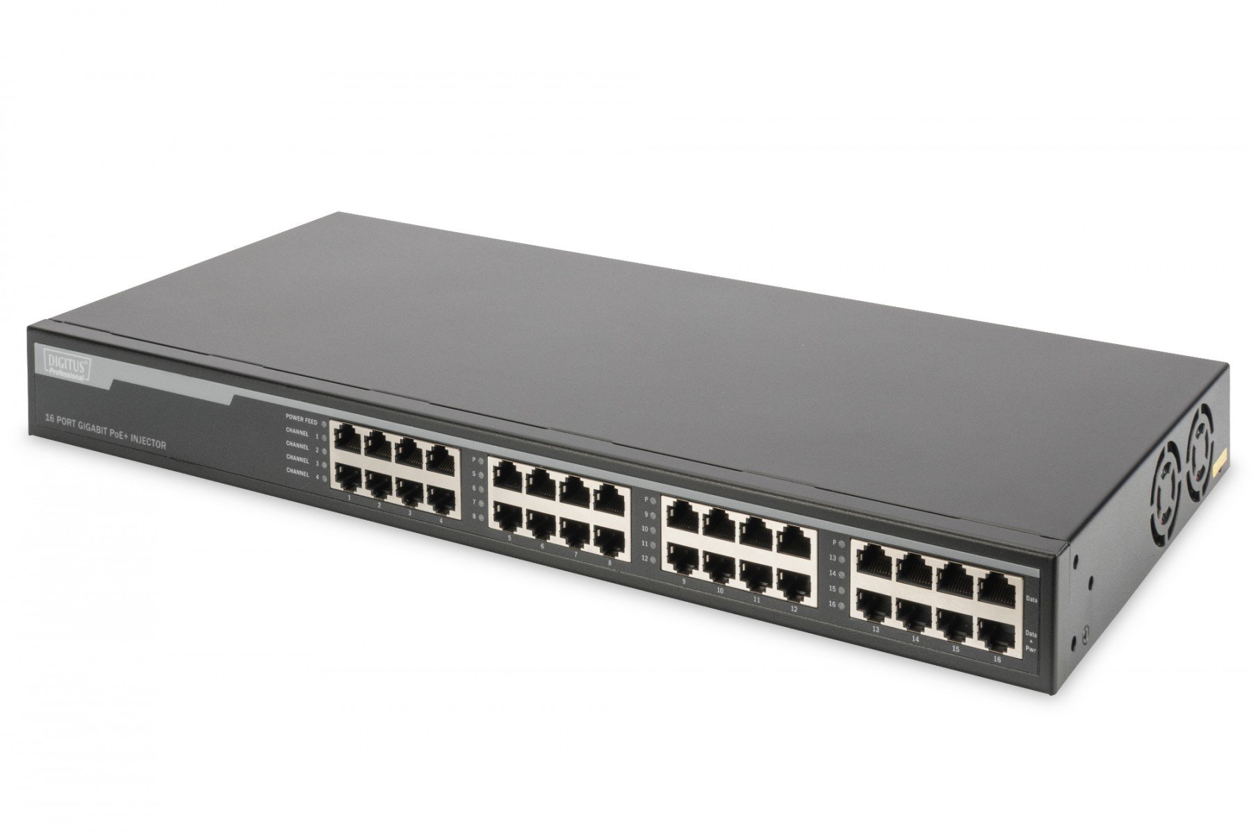 DIGITUS Gigabit Ethernet PoE+ Injector Hub, 802.3at, 10G 16-port, Power Pins:3/6(+), 1/2(-), 250W (DN-95116) DIGITUS Gigabit Ethernet PoE+ Injector Hub, 802.3at, 10G 16-port, Power Pins:3/6(+), 1/2(-), 250W (DN-95116)