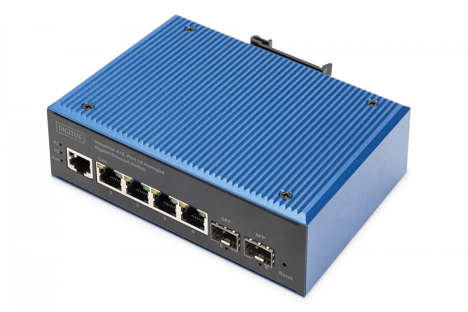 DIGITUS Ind. 4+2-Port L2 managed Gigabit Ethernet Switch 4 x GE RJ45 + 2 SFP Port (DN-651154) DIGITUS Ind. 4+2-Port L2 managed Gigabit Ethernet Switch 4 x GE RJ45 + 2 SFP Port (DN-651154)