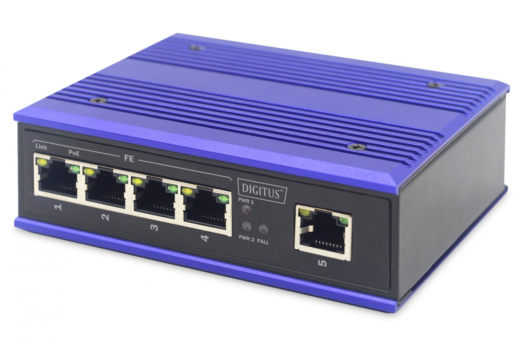 DIGITUS Industrial 4-port Fast Ethernet PoE Switch 1 uplink port,DIN rail, extend. temp. range (DN-650107) DIGITUS Industrial 4-port Fast Ethernet PoE Switch 1 uplink port,DIN rail, extend. temp. range (DN-650107)