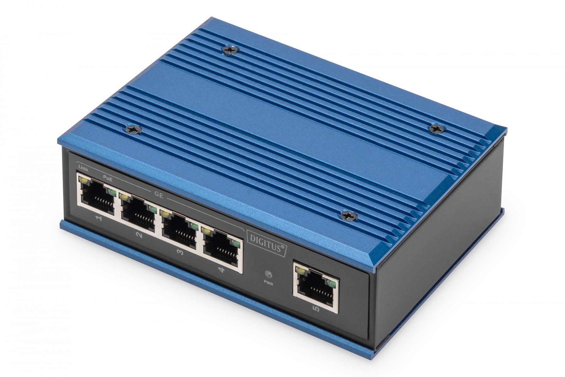 DIGITUS Industrial 4-Port Gigabit PoE Switch + 1 uplink DIN rail, extended temp. range (DN-651120) DIGITUS Industrial 4-Port Gigabit PoE Switch + 1 uplink DIN rail, extended temp. range (DN-651120)