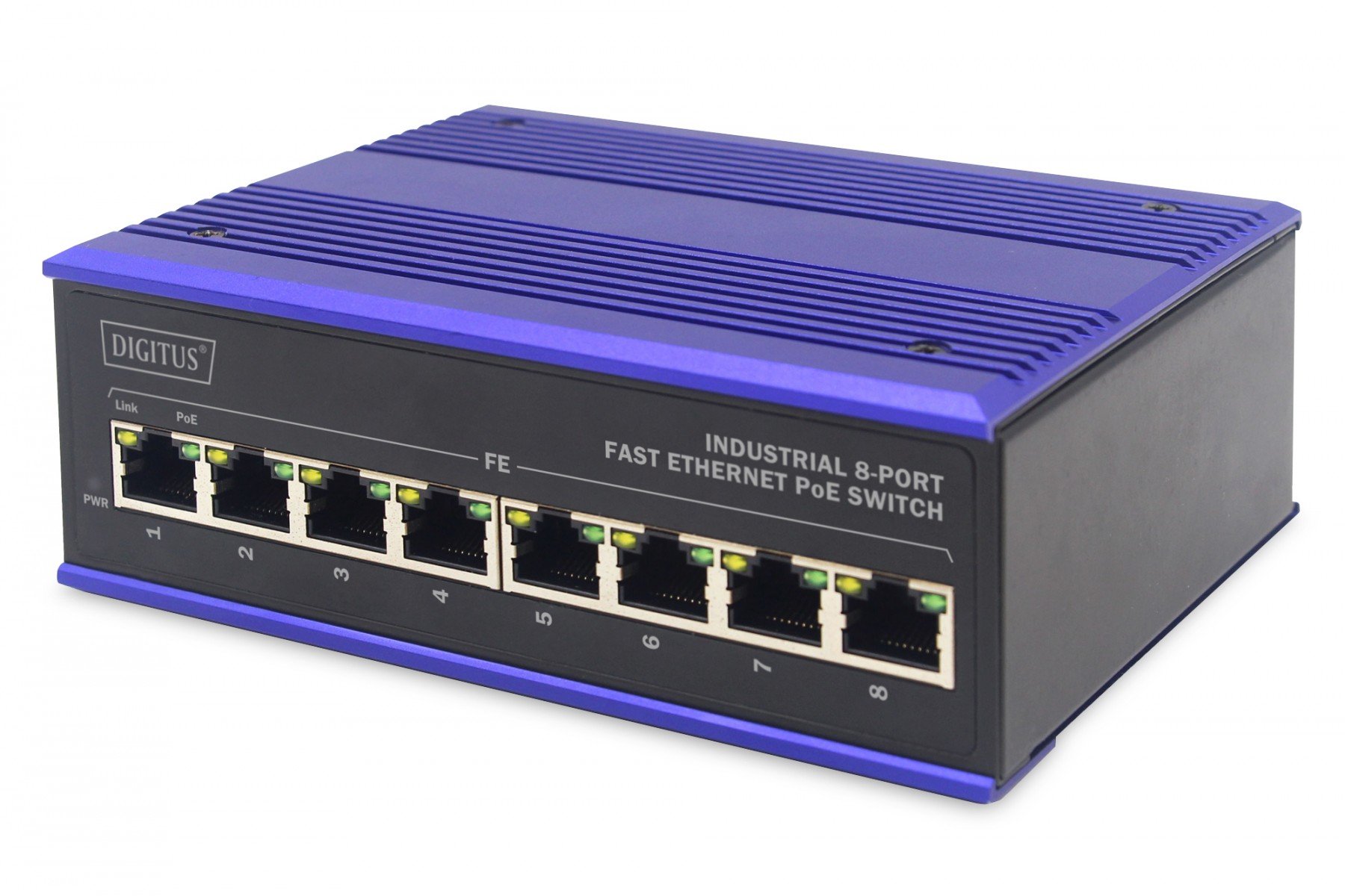 DIGITUS Industrial 8-Port Fast Ethernet PoE Switch DIN rail, extended temp. range (DN-650108) DIGITUS Industrial 8-Port Fast Ethernet PoE Switch DIN rail, extended temp. range (DN-650108)