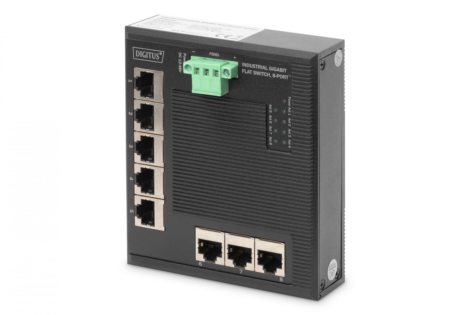 DIGITUS Industrial 8-Port Gigabit Flat Switch 5-port, DIN rail, extended temp. range (DN-651127) DIGITUS Industrial 8-Port Gigabit Flat Switch 5-port, DIN rail, extended temp. range (DN-651127)