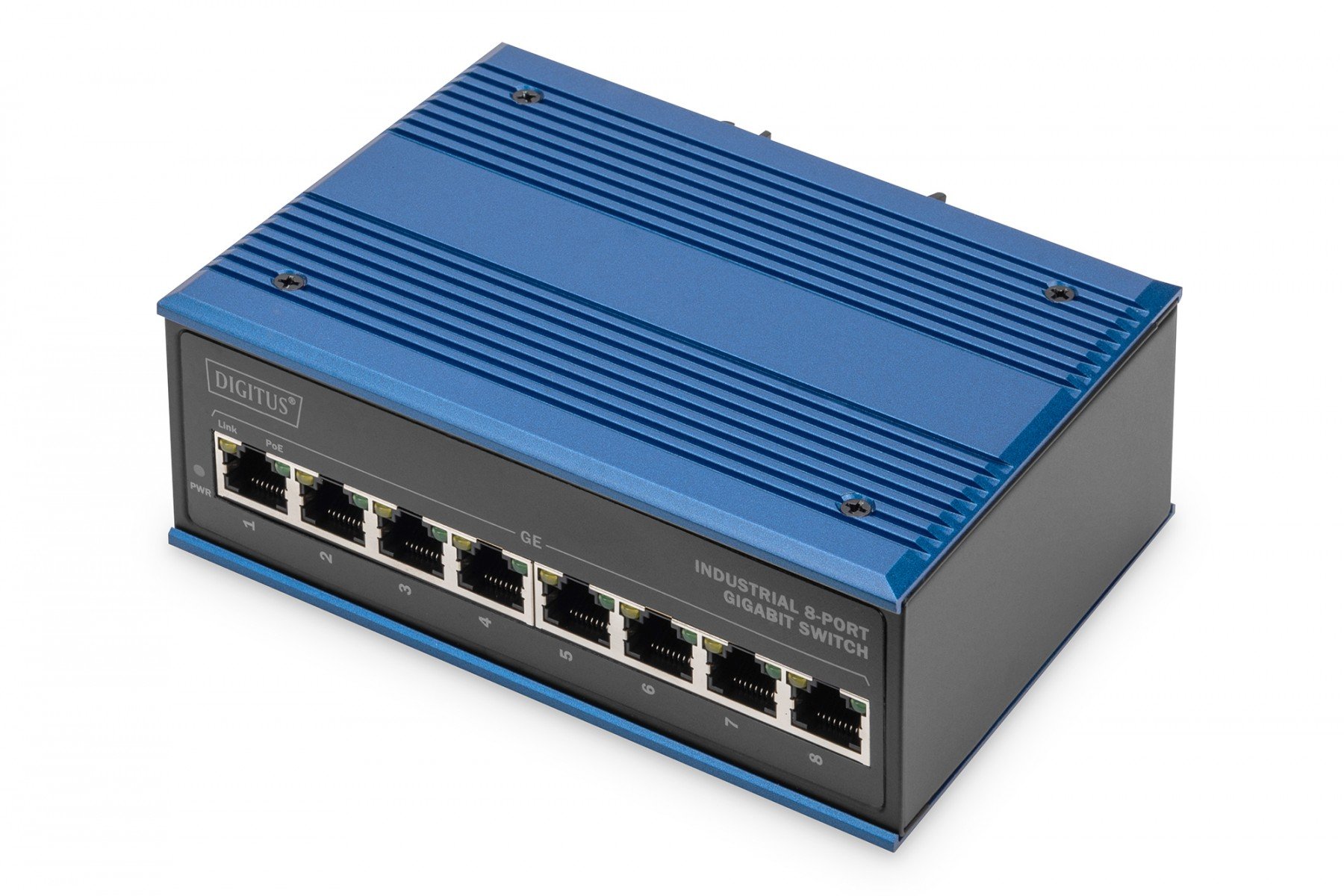 DIGITUS Industrial 8-Port Gigabit PoE Switch DIN rail, extended temp. range (DN-651121) DIGITUS Industrial 8-Port Gigabit PoE Switch DIN rail, extended temp. range (DN-651121)