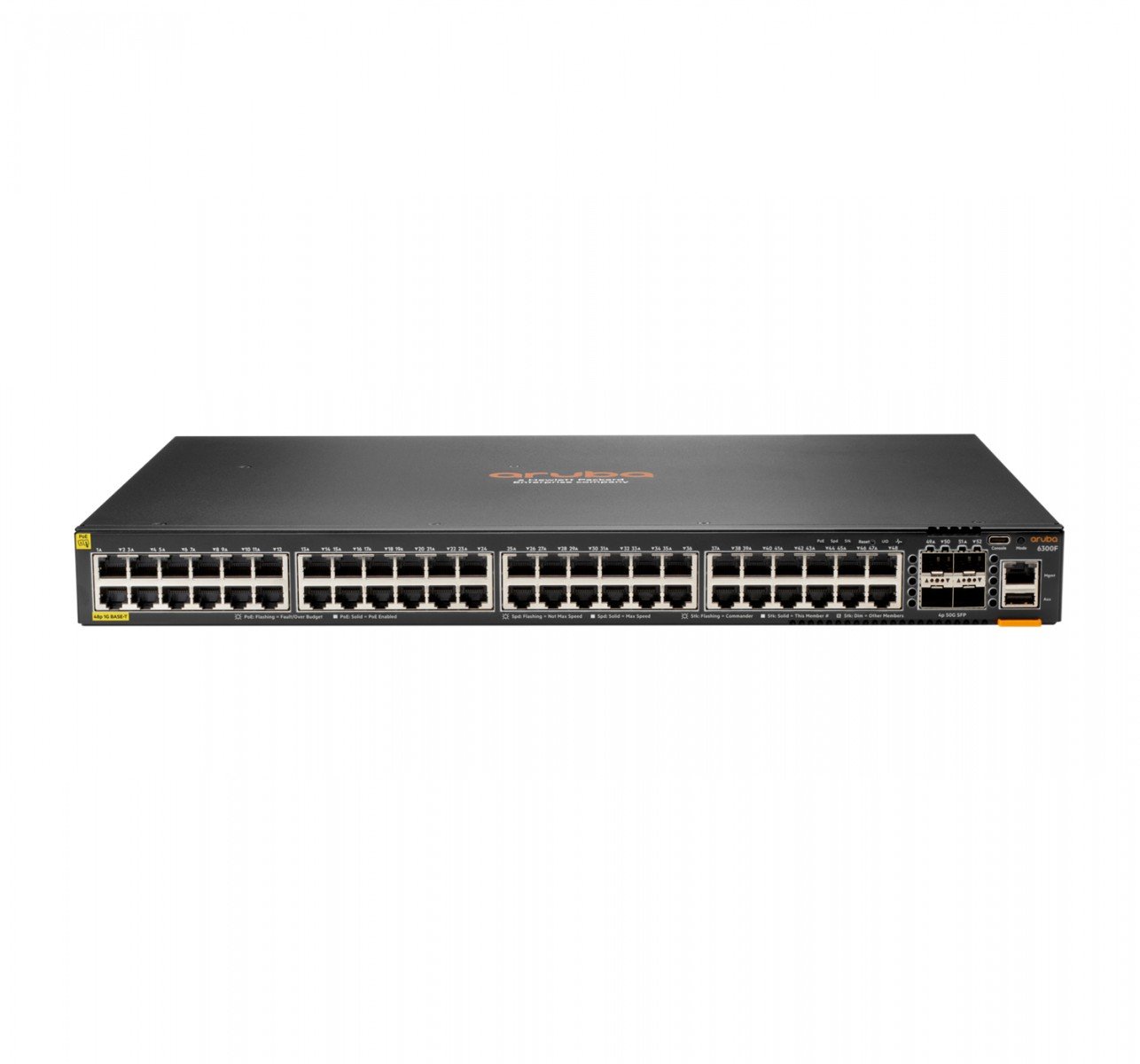 hpe Hewlett Packard Enterprise Aruba 6300F 48-port 1GbE Class 4 PoE & 4-port SFP56 Gestionate L3 Gigabit Ethernet (10/100/1000) Power over Ethernet (PoE) Suport 1U Gri (JL665A) hpe Hewlett Packard Enterprise Aruba 6300F 48-port 1GbE Class 4 PoE & 4-port SFP56 Gestionate L3 Gigabit Ethernet (10/100/1000) Power over Ethernet (PoE) Suport 1U Gri (JL665A)
