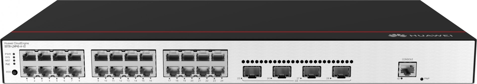 huawei Huawei Switch S5731-S24P4X (24*10/100/1000BASE-T ports, 4*10GE SFP+ ports, PoE+, without power module) + Software (02353AHX-003 + 88037BNM) (S5735-L24P4S-A-V2)