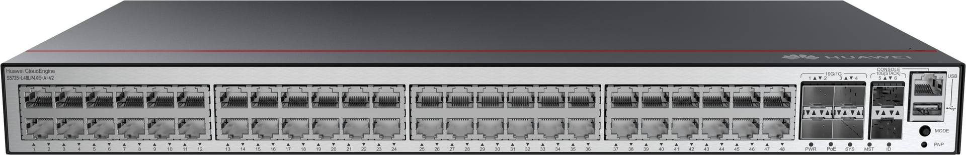 huawei Huawei Switch S5735-L48LP4XE-A-V2 (48*10/100/1000BASE-T ports, 4*10GE SFP+ ports, 2*12GE stack ports, PoE+, AC power) + Software (98012052 + 88037BNM) (S5735-L48LP4XE-A-V2)