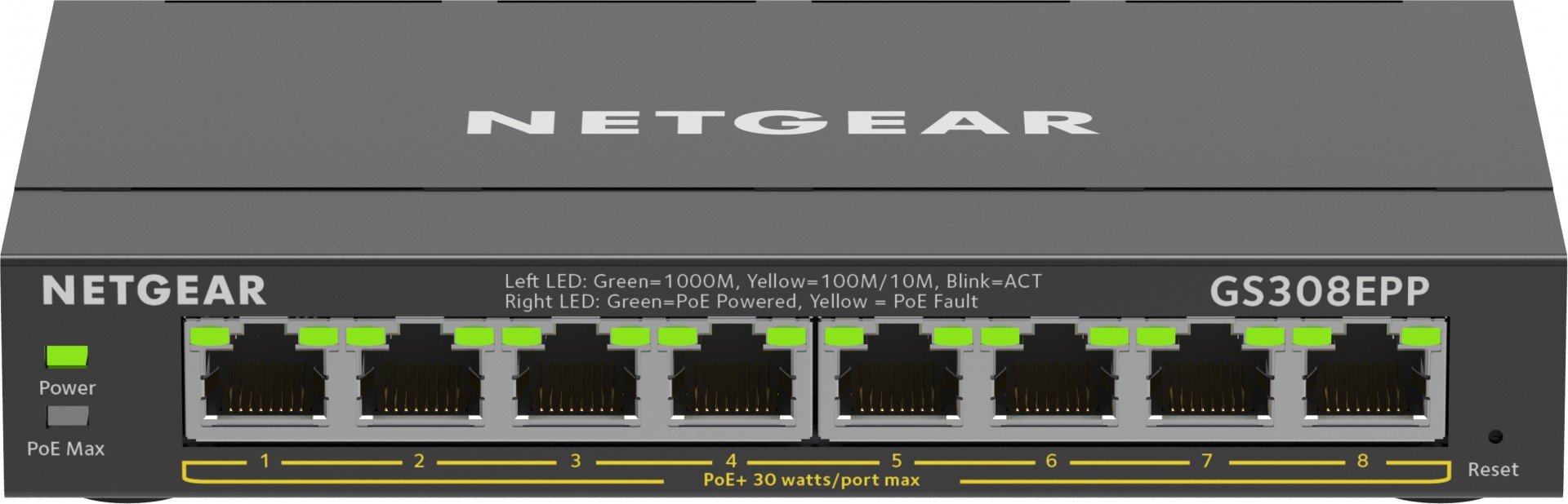 Netgear NETGEAR 8-Port Gigabit Ethernet High-Power PoE+ Plus Switch (GS308EPP) Gestionate L2/L3 Gigabit Ethernet (10/100/1000) Power over Ethernet (PoE) Suport Negru (GS308EPP-100PES) Netgear NETGEAR 8-Port Gigabit Ethernet High-Power PoE+ Plus Switch (GS308EPP) Gestionate L2/L3 Gigabit Ethernet (10/100/1000) Power over Ethernet (PoE) Suport Negru (GS308EPP-100PES)