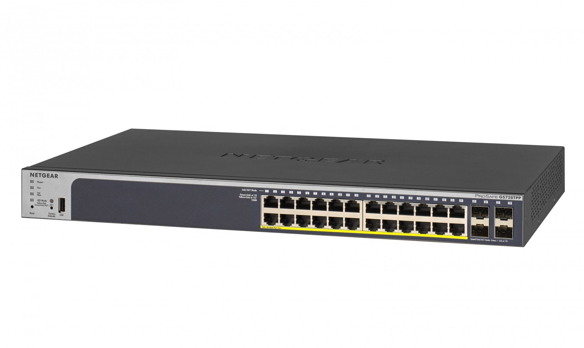 Netgear NETGEAR GS728TPP Gestionate L2/L3/L4 Gigabit Ethernet (10/100/1000) Power over Ethernet (PoE) Suport 1U Negru (GS728TPP-200EUS)