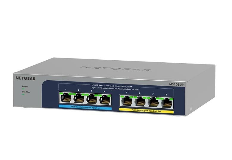 Netgear NETGEAR MS108UP Fara management 2.5G Ethernet (100/1000/2500) Power over Ethernet (PoE) Suport (MS108UP-100EUS)