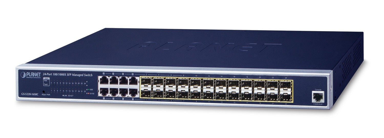 PLANET GS-5220-16S8C switch-uri Gestionate L2+ Gigabit Ethernet (10/100/1000) 1U Albastru (GS-5220-16S8C)