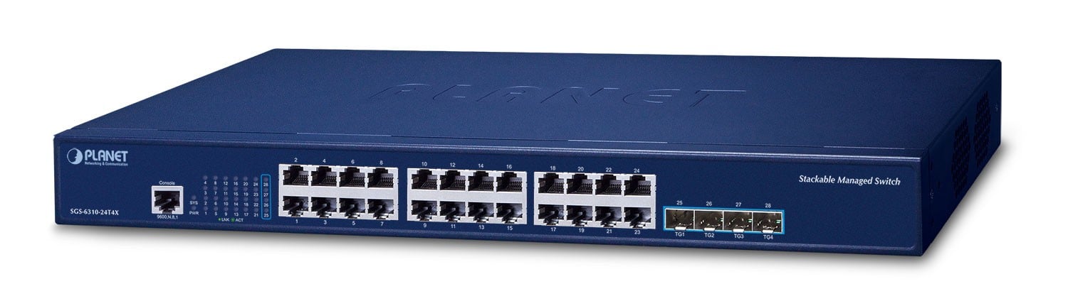 PLANET Layer 3 24-Port 10/100/1000T Gestionate L3 Gigabit Ethernet (10/100/1000) 1U Albastru (SGS-6310-24T4X)