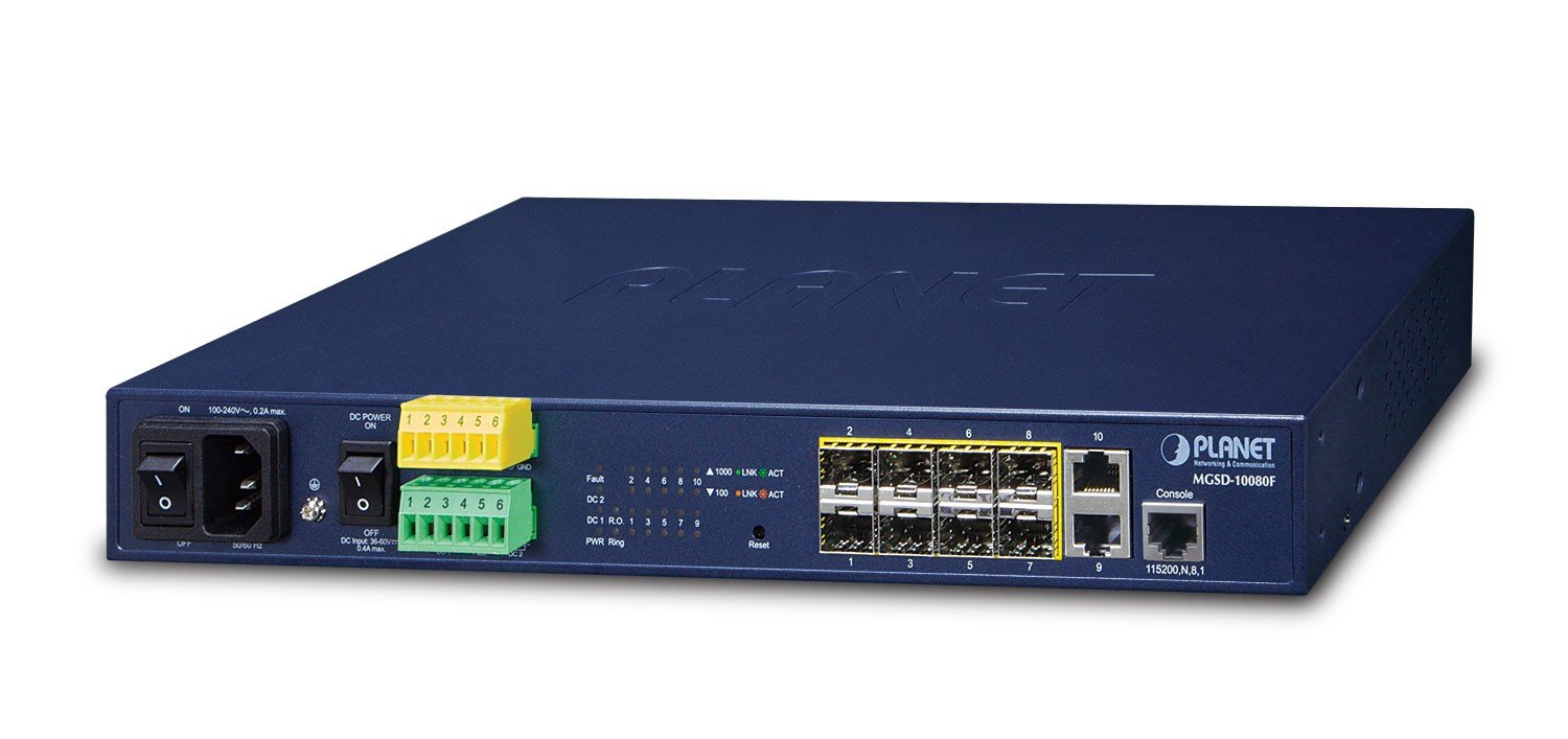 PLANET MGSD-10080F switch-uri Gestionate L2+ Gigabit Ethernet (10/100/1000) 1U Albastru (MGSD-10080F)