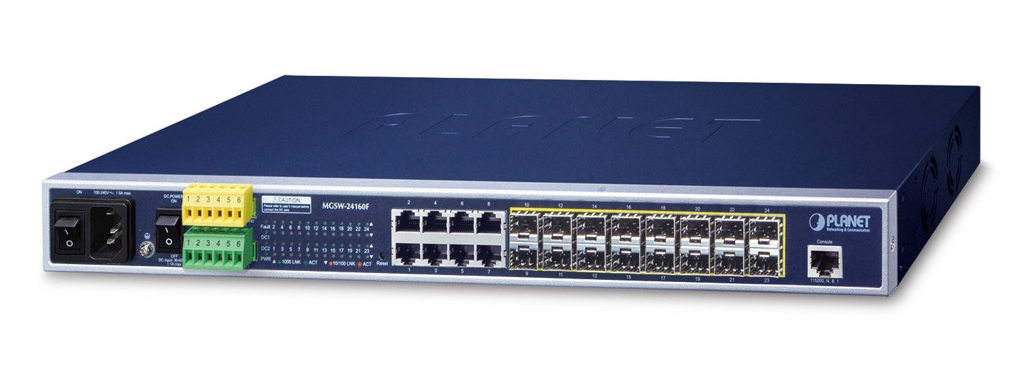 PLANET MGSW-24160F switch-uri Gestionate L2+ Gigabit Ethernet (10/100/1000) Power over Ethernet (PoE) Suport 1U Albastru (MGSW-24160F)