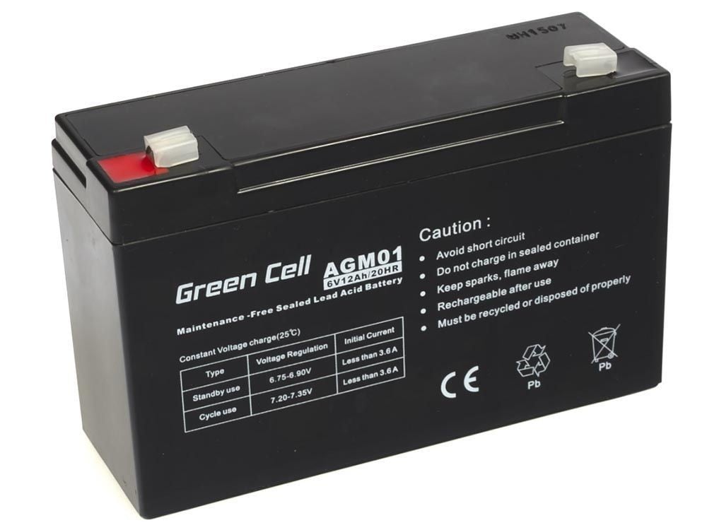 Green Cell AGM Battery 6V 12Ah - Batterie - 12.000 mAh Acid sulfuric şi plăci de plumb (VRLA) (AGM01) Green Cell AGM Battery 6V 12Ah - Batterie - 12.000 mAh Acid sulfuric şi plăci de plumb (VRLA) (AGM01)