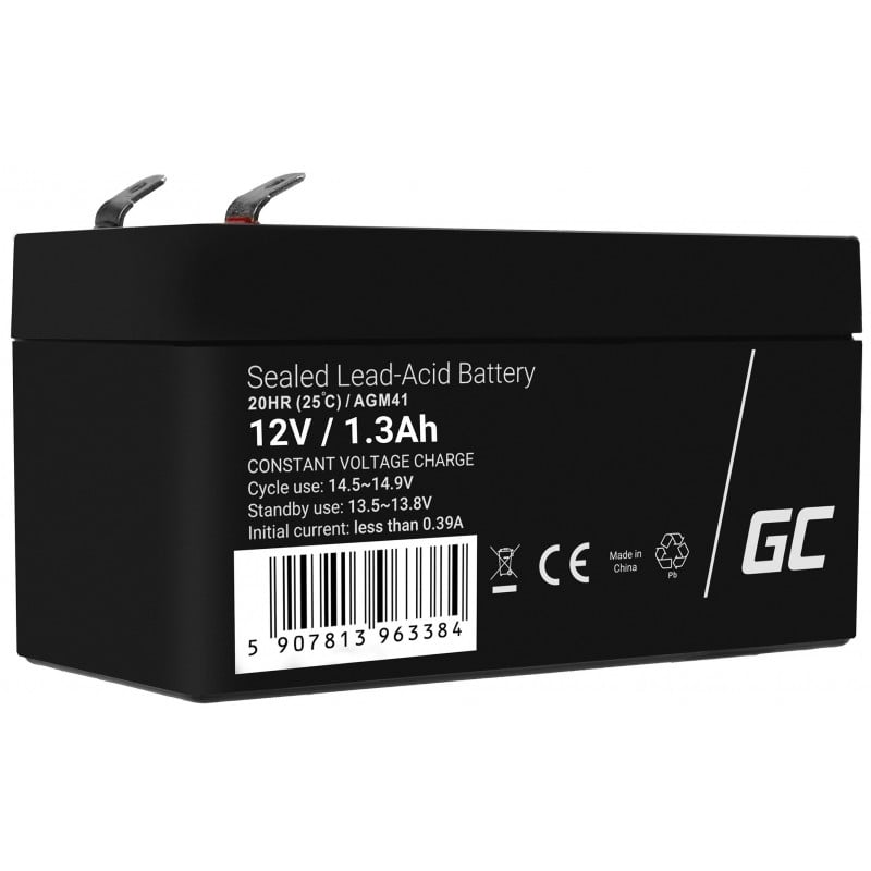 Green Cell AGM VRLA 12V 1.3Ah maintenance-free battery for the alarm system, cash register, toys (AGM41) Green Cell AGM VRLA 12V 1.3Ah maintenance-free battery for the alarm system, cash register, toys (AGM41)