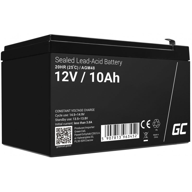 Green Cell AGM VRLA 12V 10Ah maintenance-free battery for UPS units (AGM48) Green Cell AGM VRLA 12V 10Ah maintenance-free battery for UPS units (AGM48)