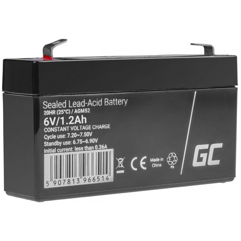 Green Cell AGM VRLA 6V 1.2Ah maintenance-free battery for the alarm system, cash register, toys (AGM52) Green Cell AGM VRLA 6V 1.2Ah maintenance-free battery for the alarm system, cash register, toys (AGM52)