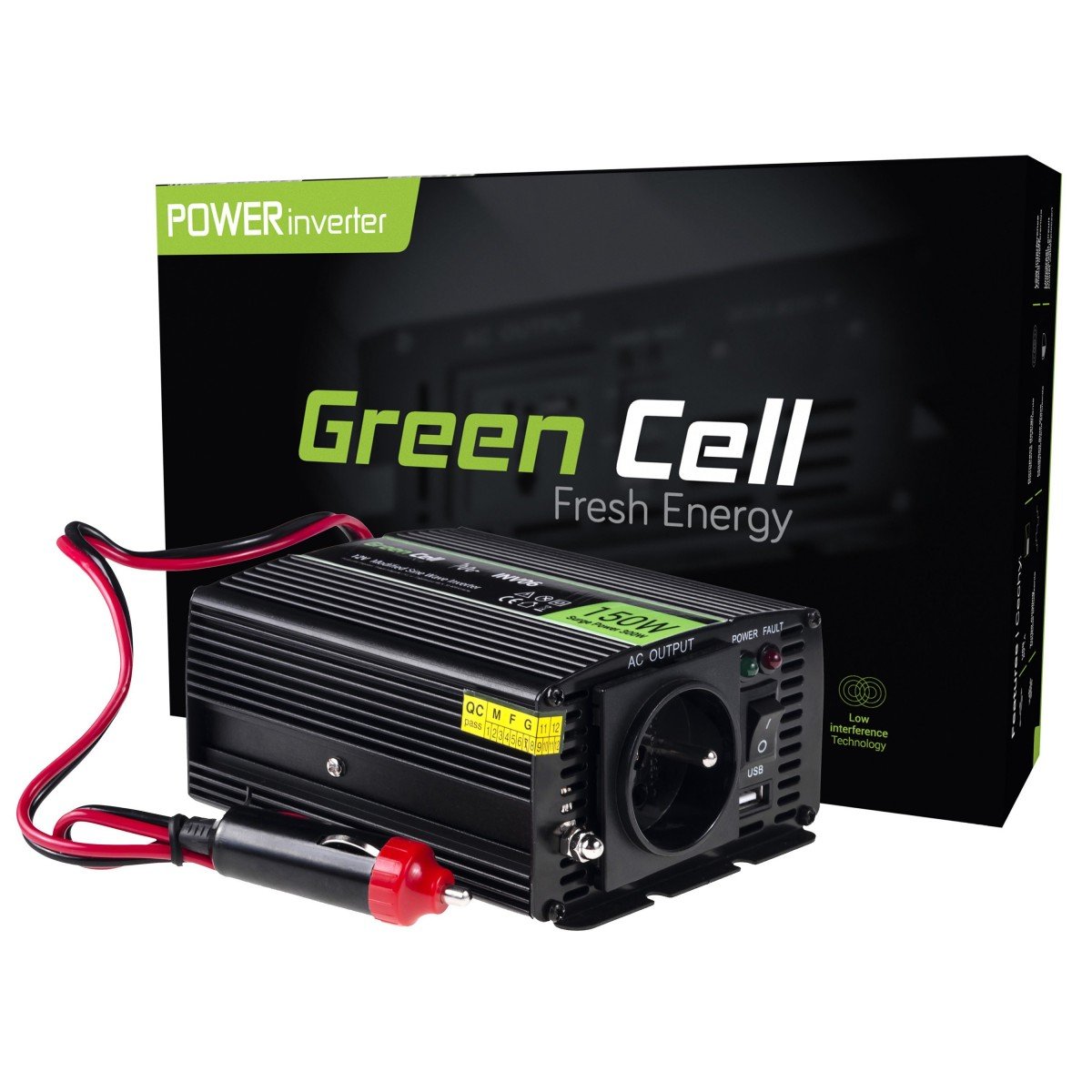 Green Cell INV06 adaptoare și invertoare de curent Auto 150 W Negru (INV06) Green Cell INV06 adaptoare și invertoare de curent Auto 150 W Negru (INV06)