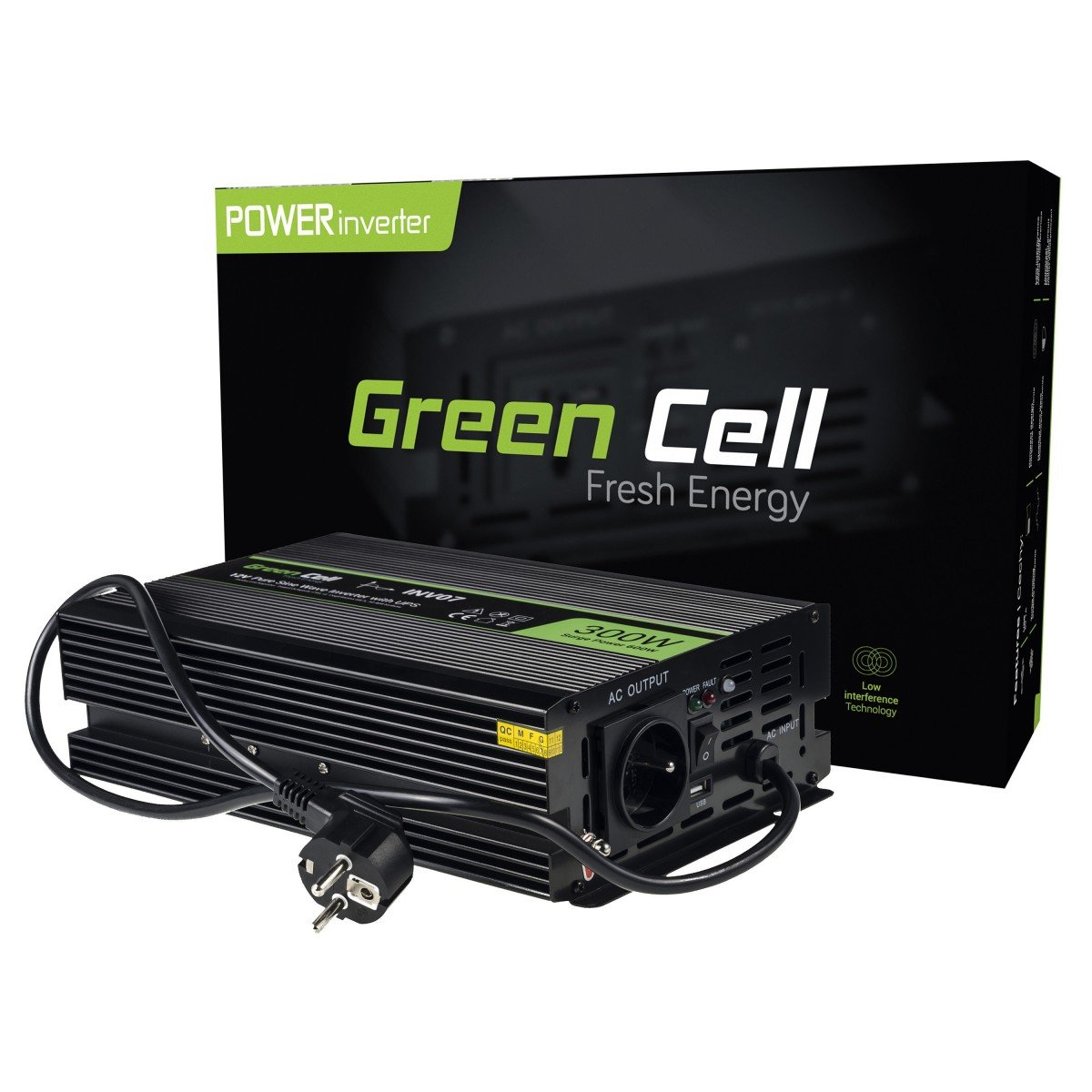 Green Cell INV07 adaptoare și invertoare de curent Auto 300 W Negru (INV07) Green Cell INV07 adaptoare și invertoare de curent Auto 300 W Negru (INV07)
