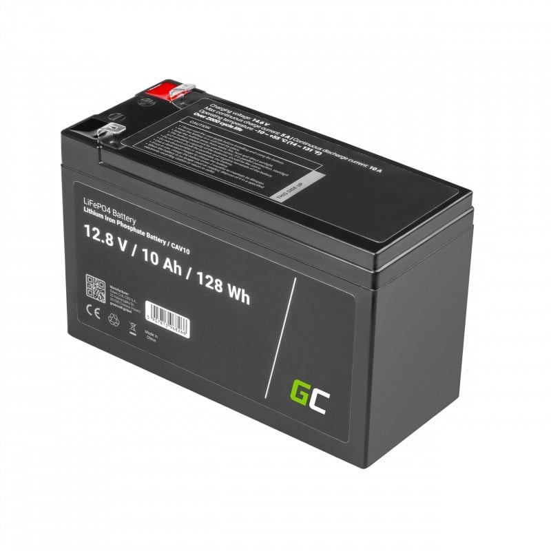 Green Cell LiFePO4 Battery 12V 12.8V 10Ah for photovoltaic system, campers and boats (CAV10) Green Cell LiFePO4 Battery 12V 12.8V 10Ah for photovoltaic system, campers and boats (CAV10)