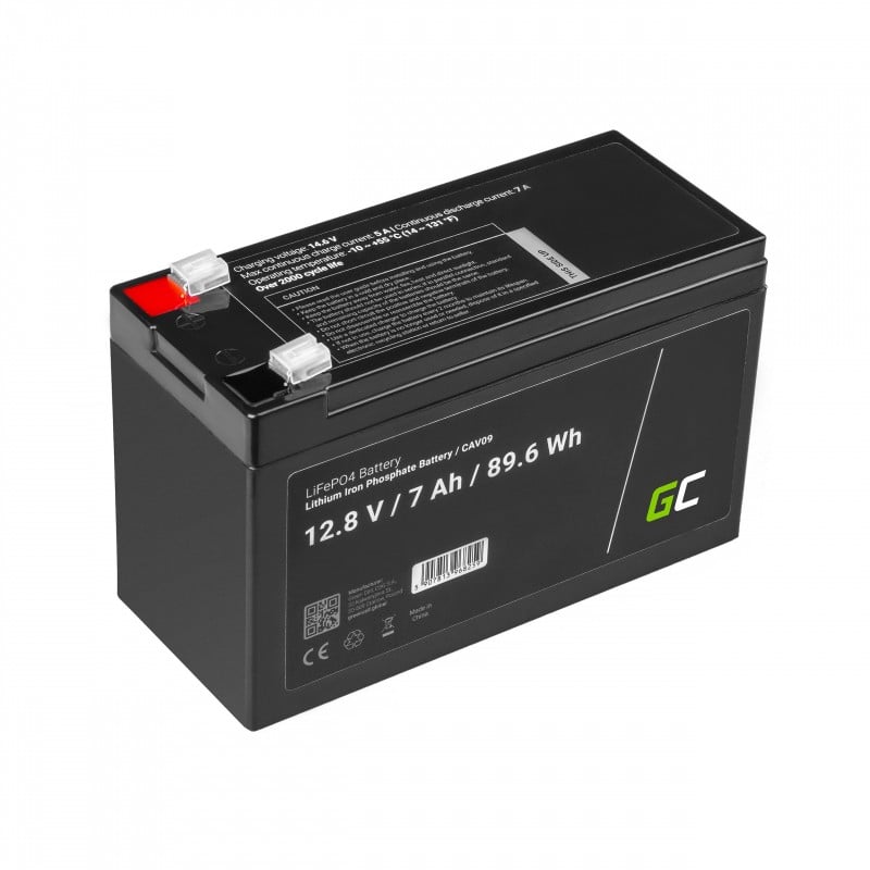 Green Cell LiFePO4 Battery 12V 12.8V 7Ah for photovoltaic system, campers and boats (CAV09) Green Cell LiFePO4 Battery 12V 12.8V 7Ah for photovoltaic system, campers and boats (CAV09)
