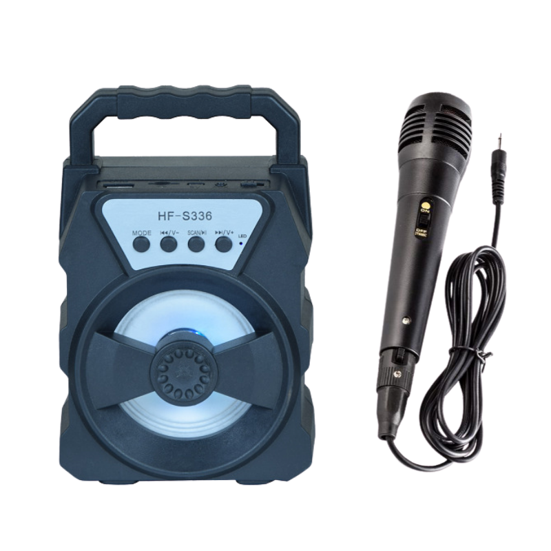 Boxa portabila cu microfon, radio FM, baterie 500 mAh, Bluetooth Boxa portabila cu microfon, radio FM, baterie 500 mAh, Bluetooth
