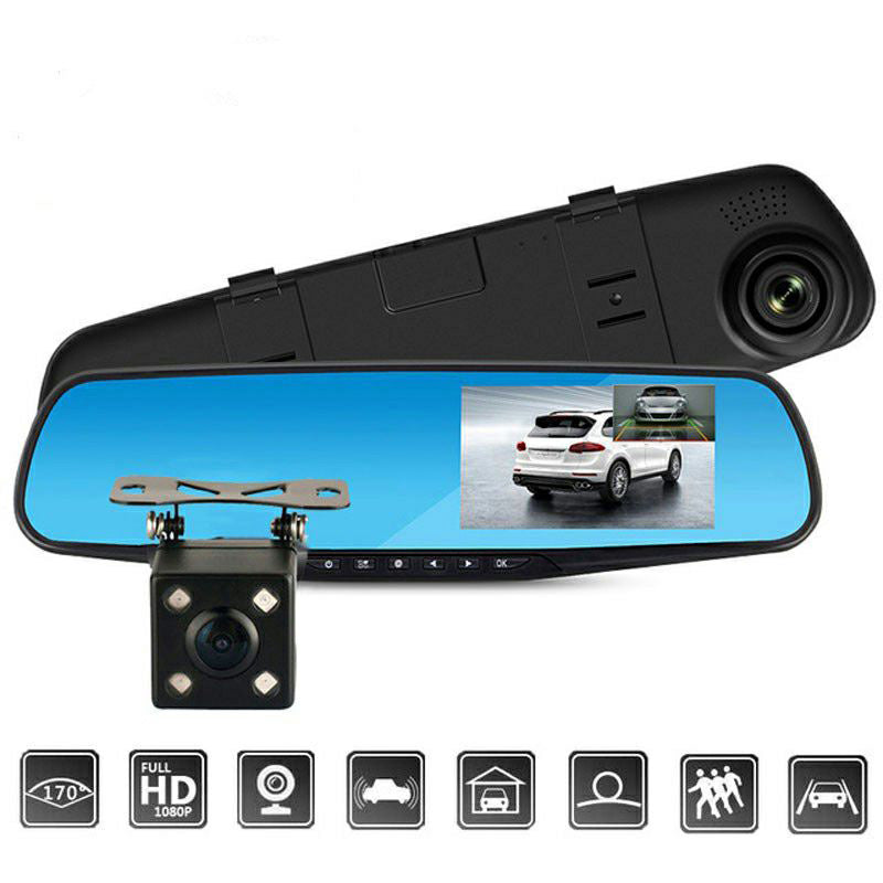 Oglinda retrovizoare 4.5 inch cu camera HD 1080P, DVR auto, cu microfon si difuzor incorporate + camera suplimentara marsarier Oglinda retrovizoare 4.5 inch cu camera HD 1080P, DVR auto, cu microfon si difuzor incorporate + camera suplimentara marsarier
