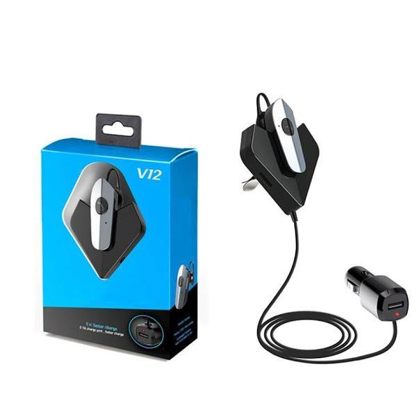 Casca handsfree cu microfon, V12 Car Kit cu dock de incarcare auto, Negru Casca handsfree cu microfon, V12 Car Kit cu dock de incarcare auto, Negru