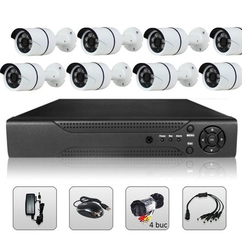 Sistem de supraveghere FULL HD Kit DVR cu 8 camere pentru exterior / interior Sistem de supraveghere FULL HD Kit DVR cu 8 camere pentru exterior / interior