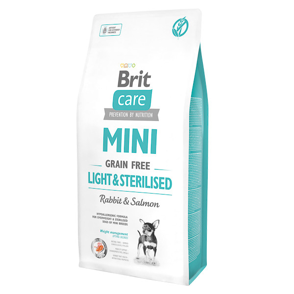 Brit Care Mini Light & Sterilised, XS-S, Iepure, hrană uscată fără cereale câini sterilizați, 7kg Brit Care Mini Light & Sterilised, XS-S, Iepure, hrană uscată fără cereale câini sterilizați, 7kg