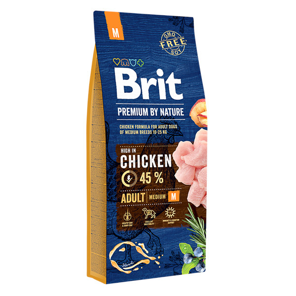 Brit Premium By Nature, Adult Medium Breed, M, Pui, hrană uscată câini, 15kg Brit Premium By Nature, Adult Medium Breed, M, Pui, hrană uscată câini, 15kg
