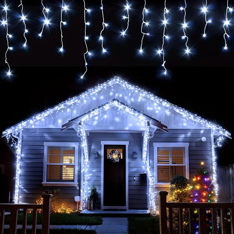 Pachet instalatii Craciun 13 metri turturi, franjuri inegali cu 300 LED-uri Pachet instalatii Craciun 13 metri turturi, franjuri inegali cu 300 LED-uri