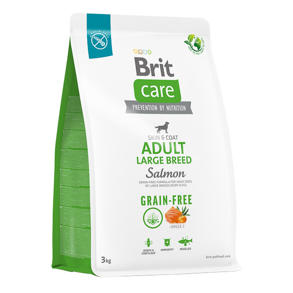 Brit Care Grain-Free Adult Large Breed, L-XL, Somon, hrană uscată fără cereale câini, piele & blană, 3kg Brit Care Grain-Free Adult Large Breed, L-XL, Somon, hrană uscată fără cereale câini, piele & blană, 3kg