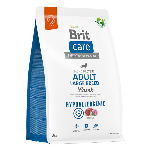 Brit Care Hypoallergenic Adult Large Breed, L-XL, Miel, hrană uscată monoproteică câini, sistem imunitar & alergii, 3kg Brit Care Hypoallergenic Adult Large Breed, L-XL, Miel, hrană uscată monoproteică câini, sistem imunitar & alergii, 3kg