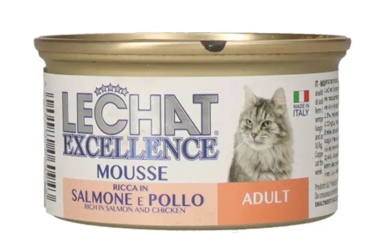 Lechat Excelence Mousse 85g Adult, Somon/Pui