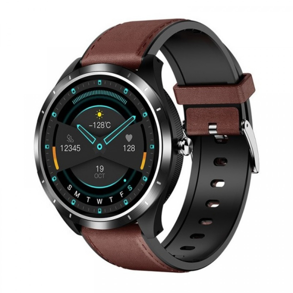 Smartwatch STAR X3 Negru cu bratara maro inchis din piele, 1.3 Full Touch, EKG, Saturatie oxigen, Ritm cardiac, Presiune sanguina, IP68 Smartwatch STAR X3 Negru cu bratara maro inchis din piele, 1.3 Full Touch, EKG, Saturatie oxigen, Ritm cardiac, Presiune sanguina, IP68