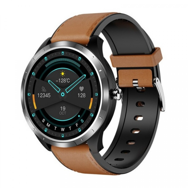 Smartwatch STAR X3 Silver cu bratara maro deschis din piele, 1.3 Full Touch, EKG, Saturatie oxigen, Ritm cardiac, Presiune sanguina, IP68 Smartwatch STAR X3 Silver cu bratara maro deschis din piele, 1.3 Full Touch, EKG, Saturatie oxigen, Ritm cardiac, Presiune sanguina, IP68