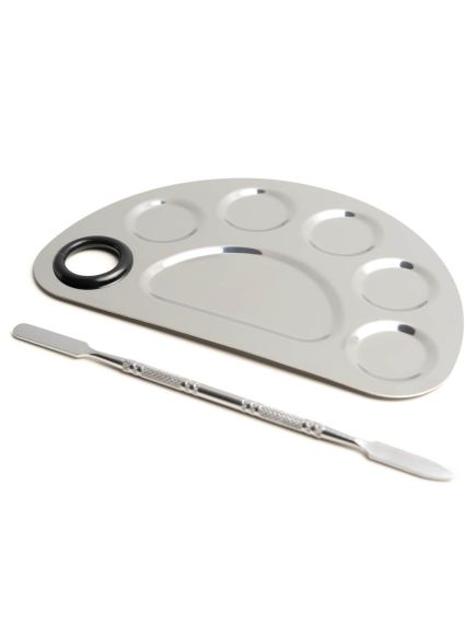Paleta 5 cuve pentru amestecarea culorilor si spatula dubla Engros Paleta 5 cuve pentru amestecarea culorilor si spatula dubla Engros