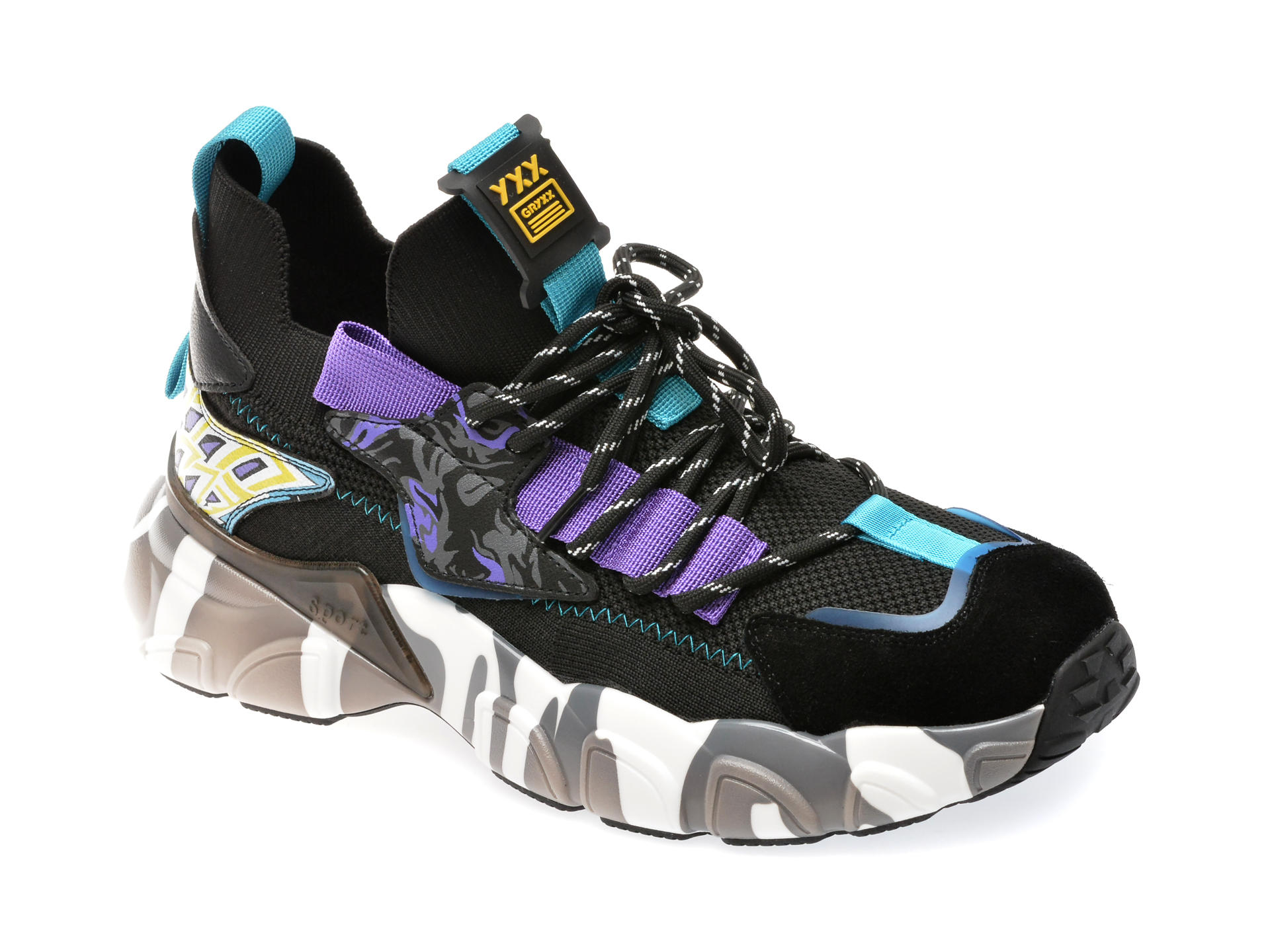Pantofi sport GRYXX negri, 221002, din material textil Pantofi sport GRYXX negri, 221002, din material textil