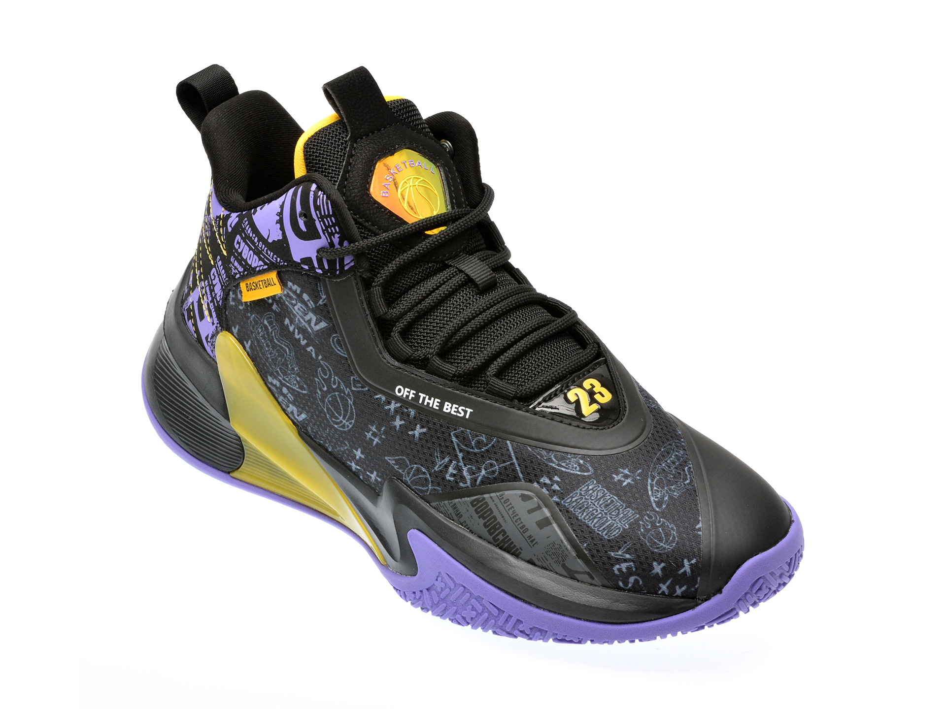 Pantofi sport BASKETBALL negri, 2158, din material textil si piele ecologica Pantofi sport BASKETBALL negri, 2158, din material textil si piele ecologica