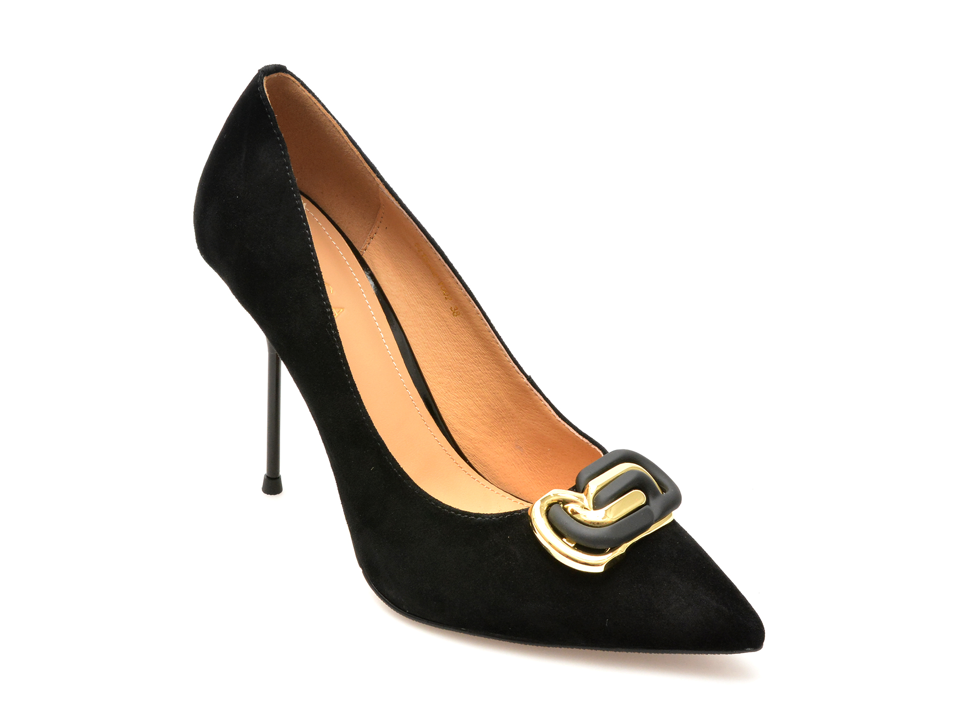 Pantofi eleganti EPICA negri, 6415, din piele intoarsa Pantofi eleganti EPICA negri, 6415, din piele intoarsa
