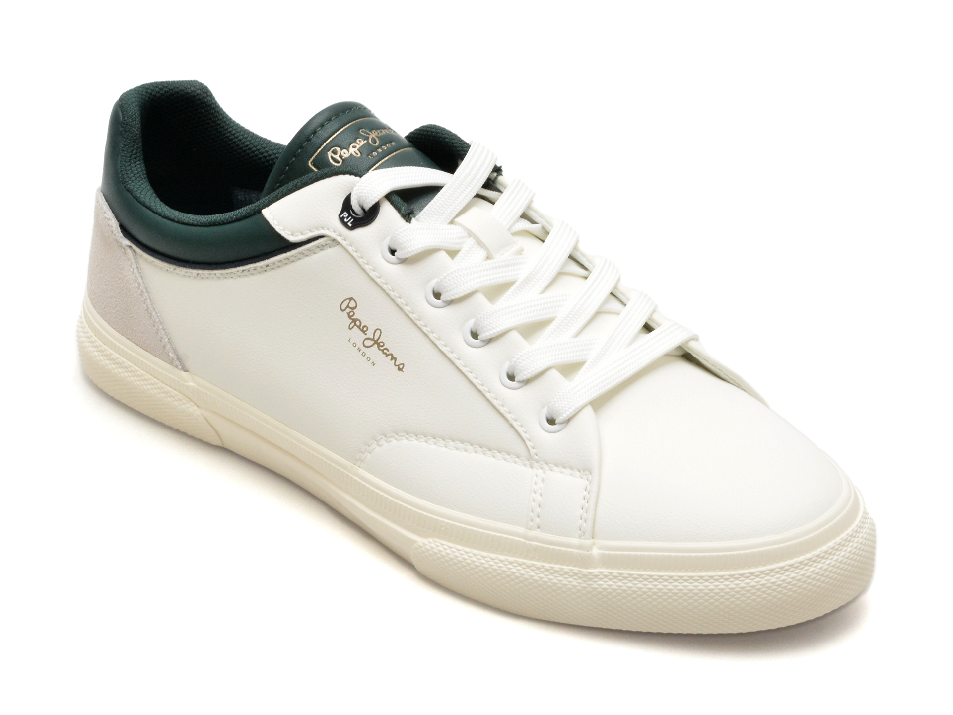Pantofi PEPE JEANS albi, KENTON JOURNEY, din piele ecologica Pantofi PEPE JEANS albi, KENTON JOURNEY, din piele ecologica